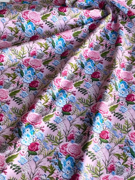 ИМИТАЦИЯ ЦВЕТОЧНОЙ ВЫШИВКИ #9, остаток 0,8 м 100% хлопок Handmade Fabrics 4