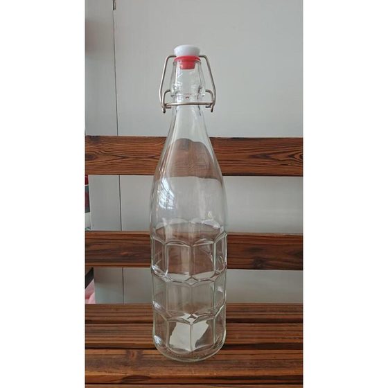 Бутылка 1 л стекло с крышкой прозрачная d 9 см h32 см бугельный замок P.L.
