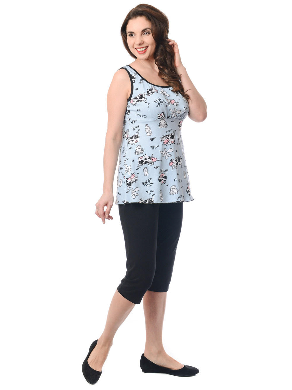 Майка Мк-58Х/сероголубой-коровка