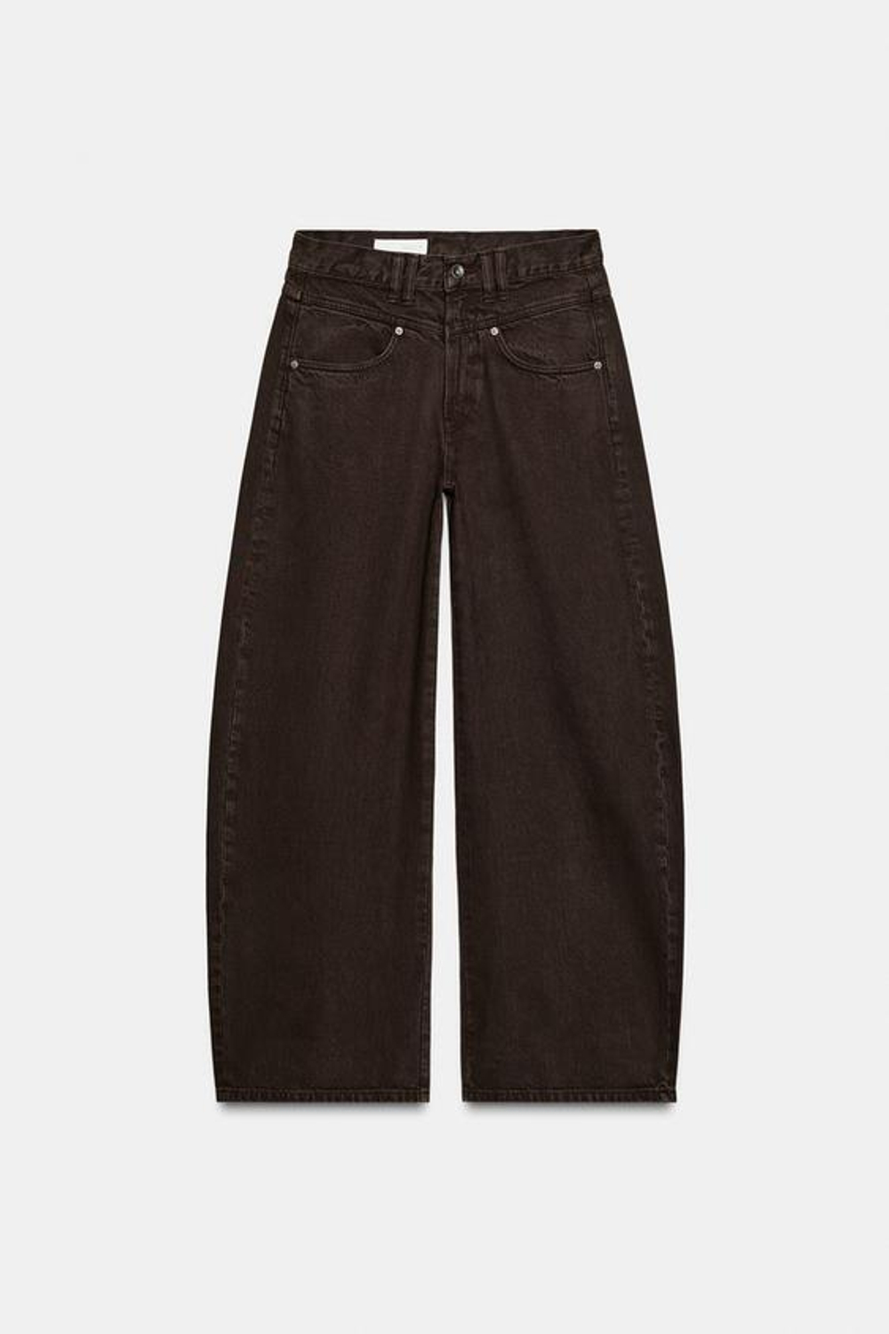 ZARA ДЖИНСЫ TRF BAGGY BARREL С НИЗКОЙ ПОСАДКОЙ, КОРИЧНЕВЫЙ