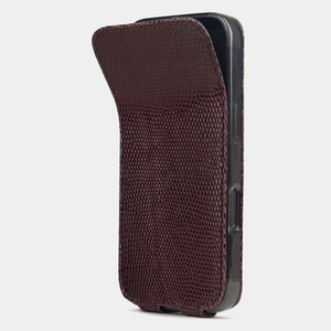 Чехол для iPhone 16 Pro Max кожаный, ящерица бордового цвета