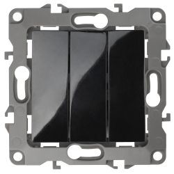 12-1107-06 ЭРА Выключатель тройной, 10АХ-250В, IP20, Эра12, чёрный | Эра 12 Черный