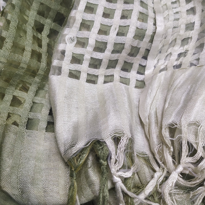 Шарф Вискоза Хлопок Органза сеточка градиент оливковый 70х190см.