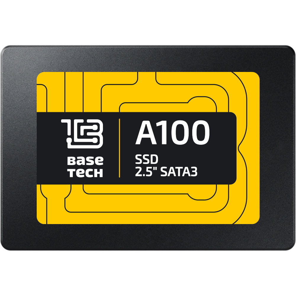 SSD BaseTech A100 512Гб, 2.5", SATA3, Bulk, QLC, Чтение:550мб/с, Запись:450мб/с (SSDBTA100512G)