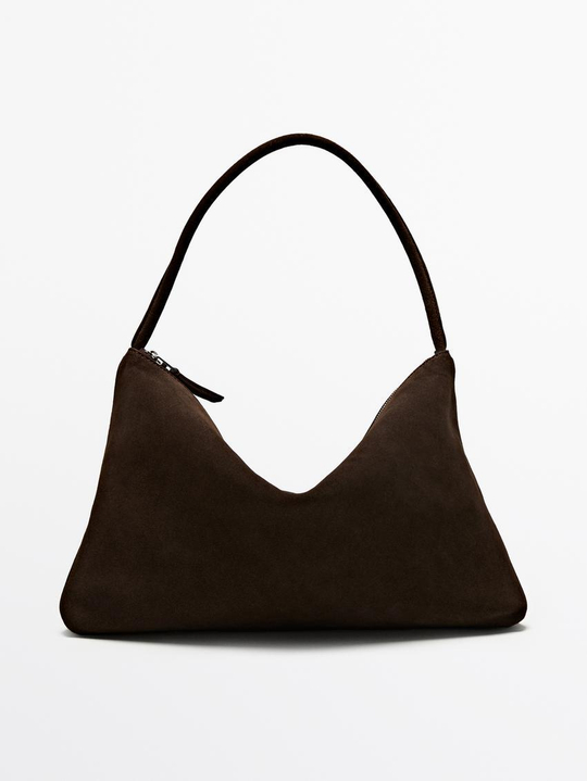 Massimo Dutti Замшевая сумка, коричневый