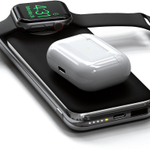 Внешний аккумулятор с беспроводной зарядкой Satechi Quatro (10000 мА·ч) Беспроводная зарядка: Qi 5 Вт, магнитное крепление для зарядки Apple Watch (Qi 2,5 Вт). Проводная зарядка: USB-C, USB-A. Сертификация MFi. Есть поддержка PD