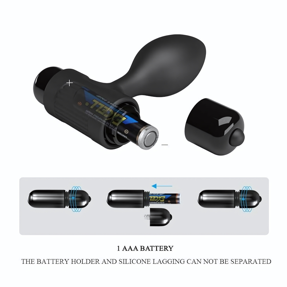 Черная анальная пробка с мощной вибрацией Vibra - 8,6 см. (Цвет: черный)