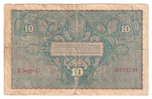Poland, 10 Marks, 1919, VF