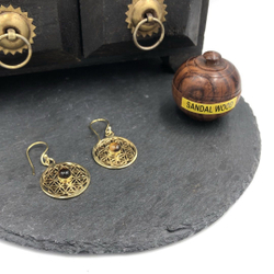 Серьги Flower of Life тигровый глаз из латуни