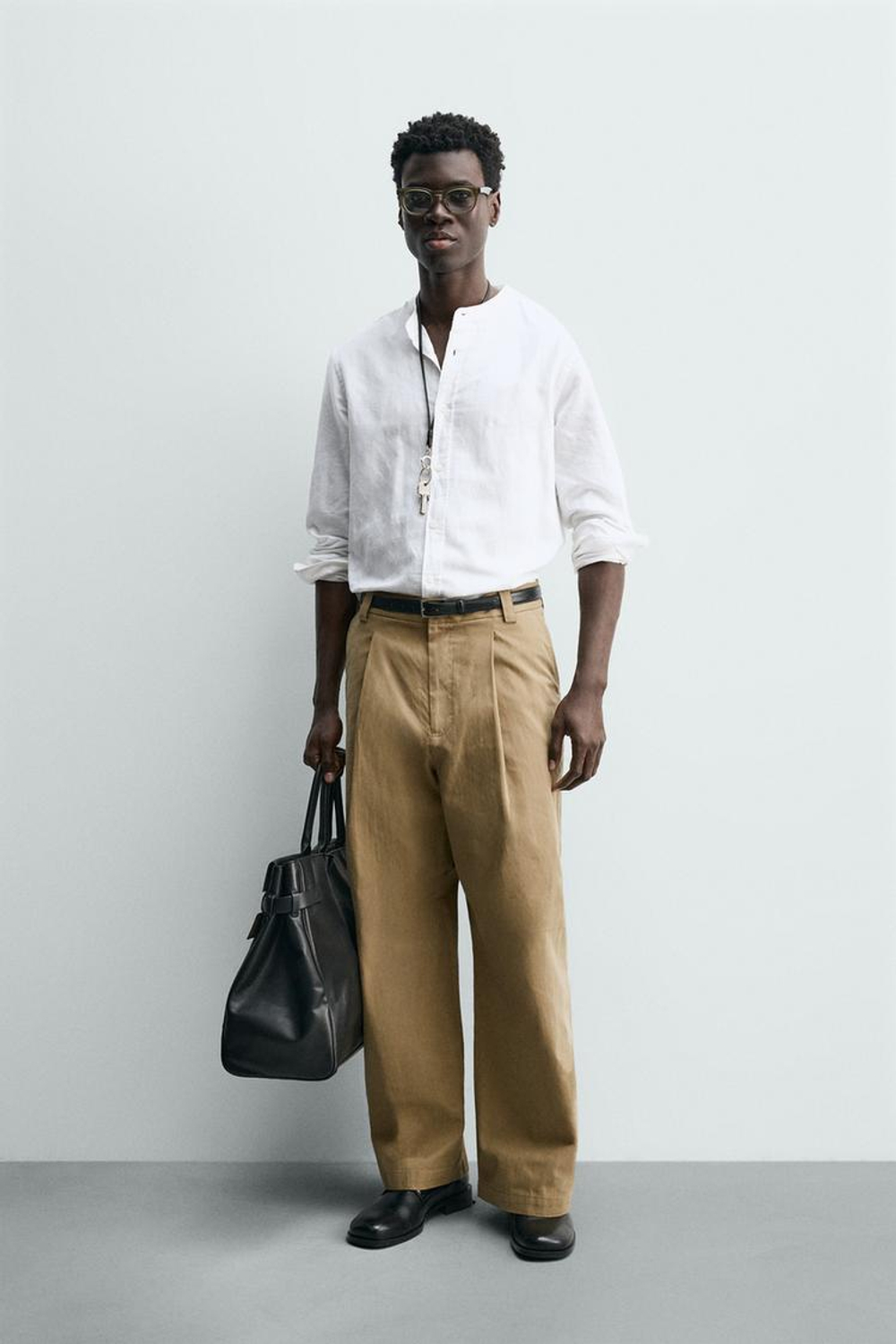 ZARA БРЮКИ BARREL FIT СО СКЛАДКАМИ, БЕЖЕВЫЙ