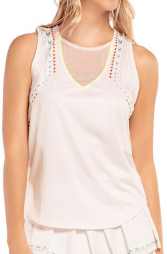 Женский топ теннисный Lucky in Love Desert Vibes Arrow Stripe Tank - белый