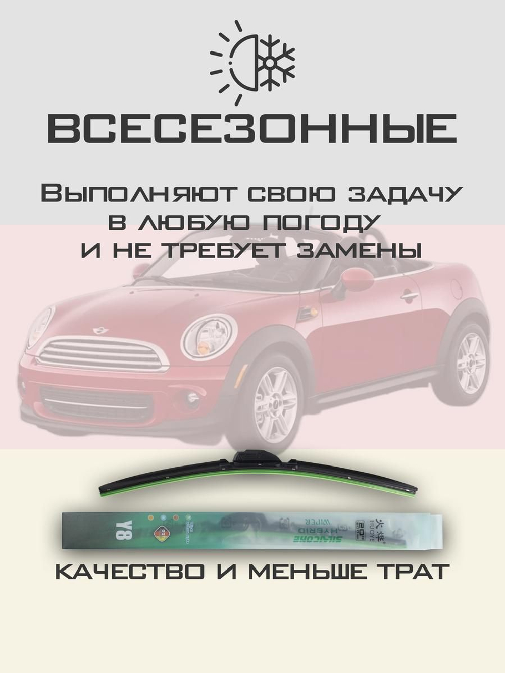 Щетки стеклоочистителя HUOYE Y8 500/525 мм на Mini Roadster | Pinch tab