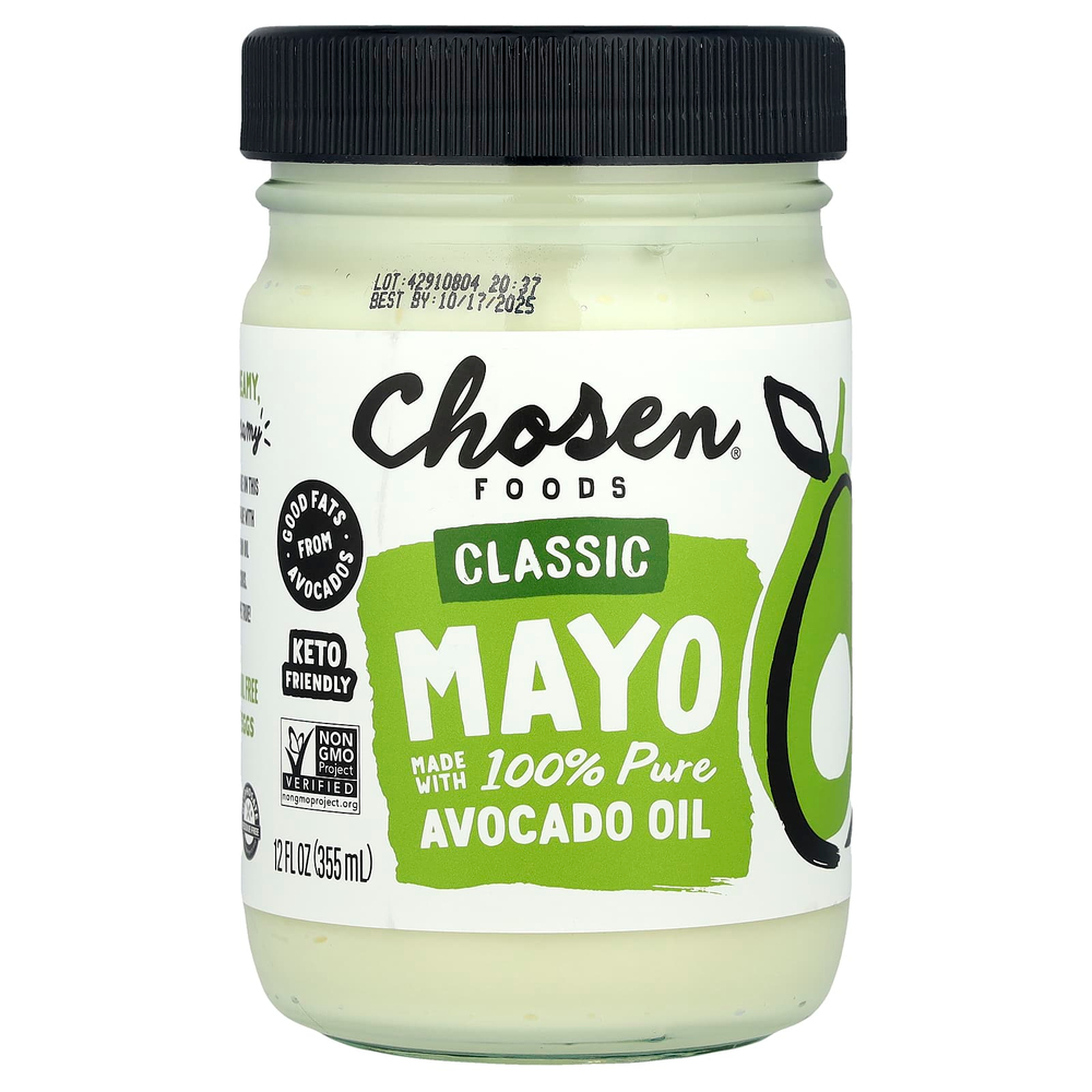 Chosen Foods, классический майонез со 100% чистым маслом авокадо, 355 мл (12 жидк. унций)