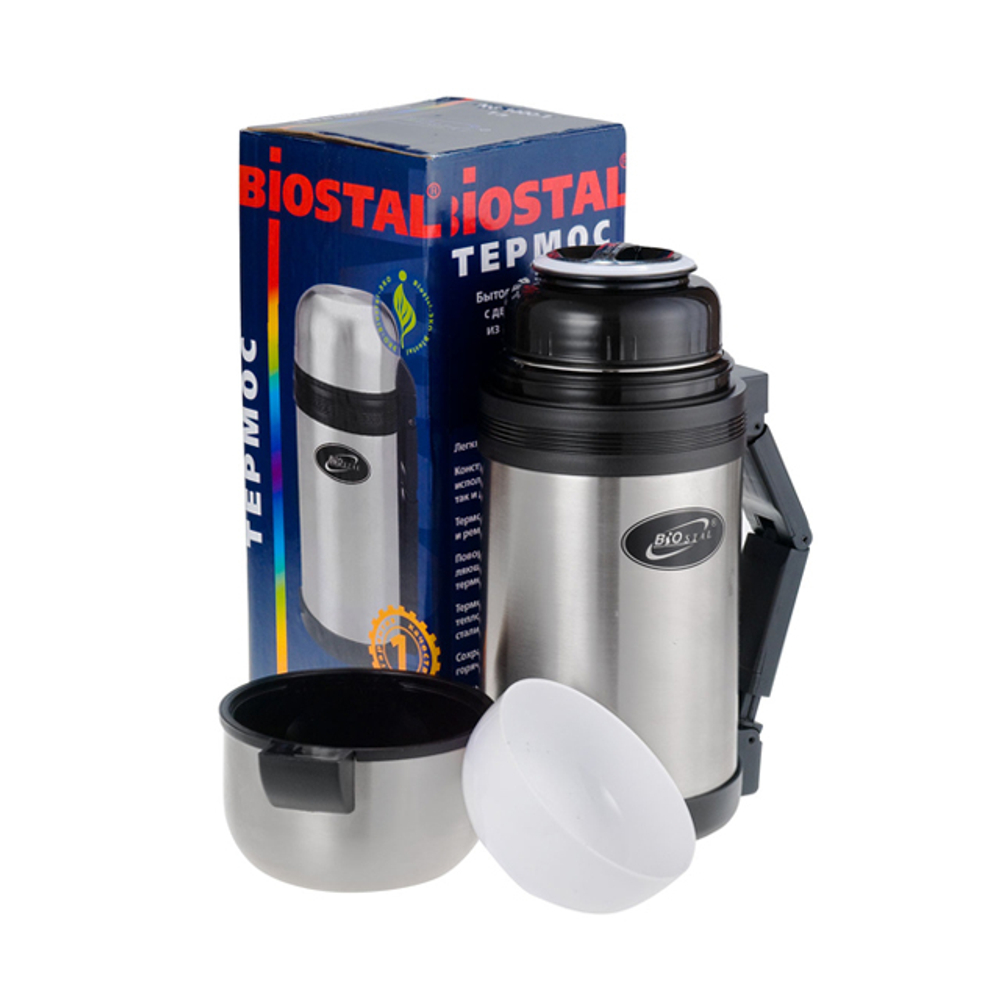 Термос универсальный (для еды и напитков) Biostal (1,2 литра), стальной