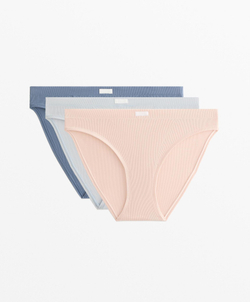 OYSHO Набор из 3 пар классических трусов в рубчик, голубой