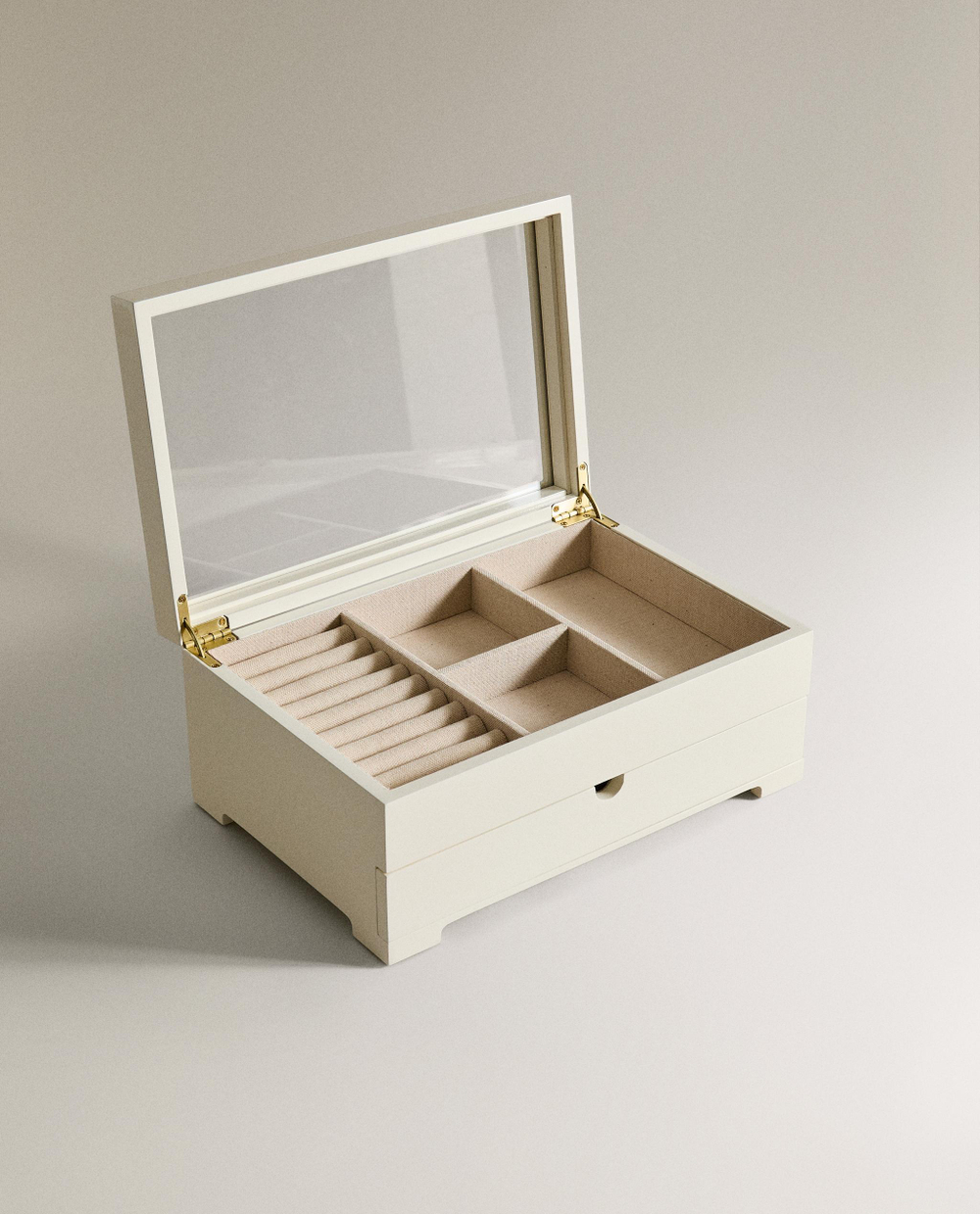 Zara Home Шкатулка изо льна, цвет белый, 30 см