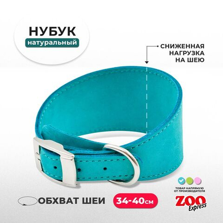Ошейник ZOOEXPRESS Color Line Камбала нубук - бирюзовый