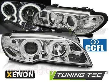 Передние фары Angel Eyes для BMW 3 E46 Coupe / Cabrio (03-06) CCFL Chrome XENON
