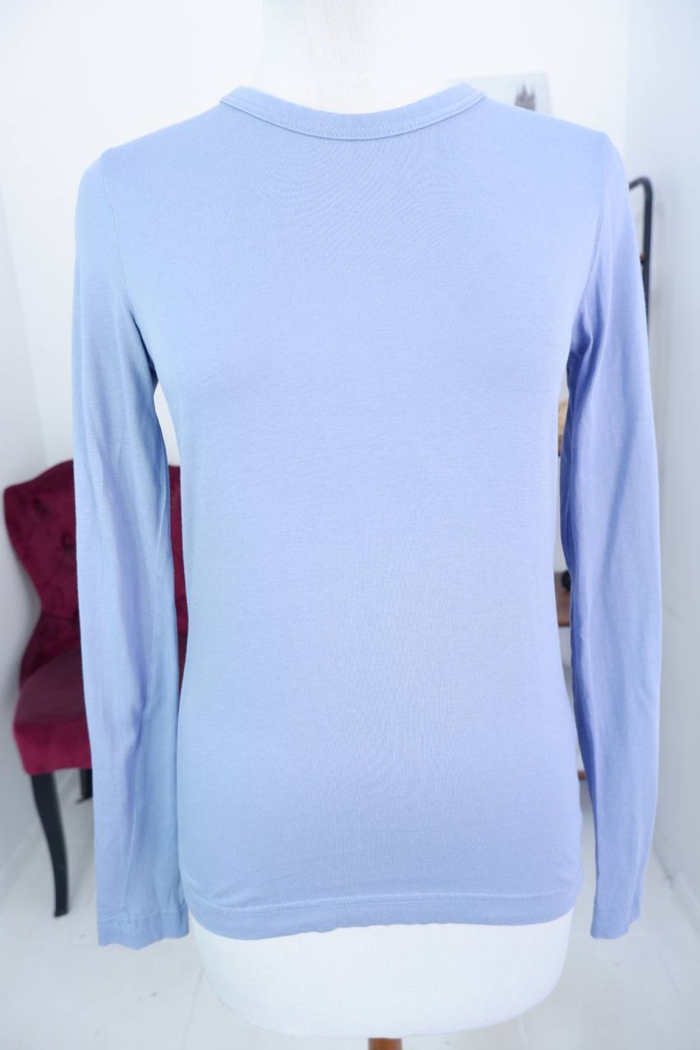 Лонг из хлопка нежно-голубого оттенка, для многослойных образов 40 размер