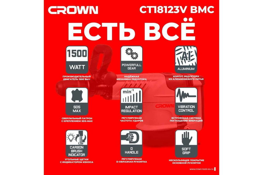 Отбойный молоток CROWN CT18123V BMC