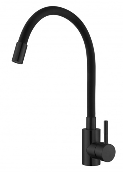 59304-CC Смес. из НЕРЖ. для кух. (ЧЕРНЫЙ с гиб. чер. изл.) HANSEN  (20/1шт)