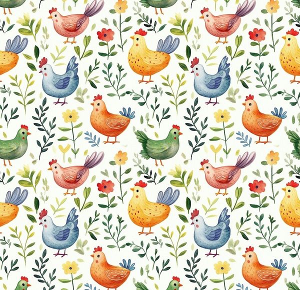 ПРЕДЗАКАЗ, КУРОЧКИ НА БЕЛОМ, 100% хлопок 1