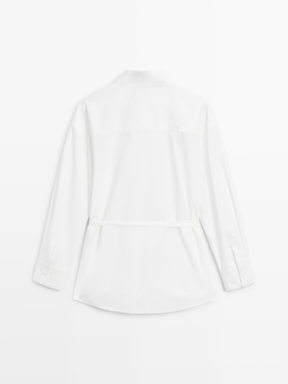 Massimo Dutti Рубашка с высоким воротником и ремешком, белый
