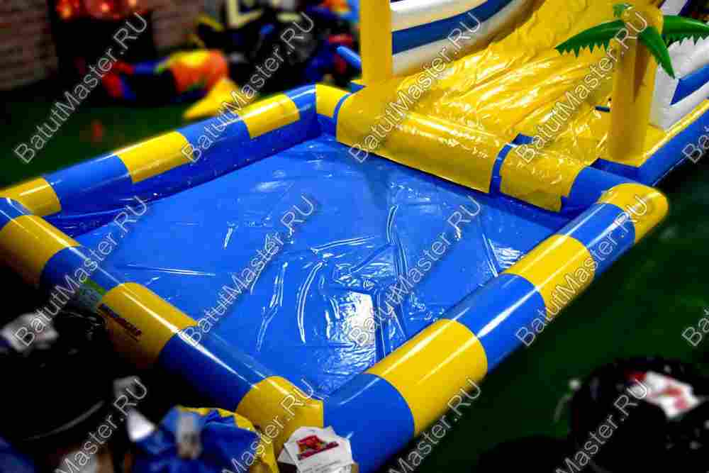 Надувной батут с бассейном «Пляжный оазис», 15*6.5*6.5 м