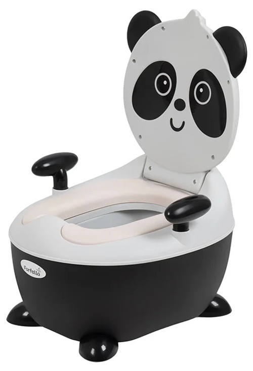 Горшок детский со спинкой и крышкой Farfello A3 черно-белый