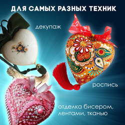 Пенопластовые заготовки для творчества "Сердечки", 6шт, 50мм, ОСТРОВ СОКРОВИЩ