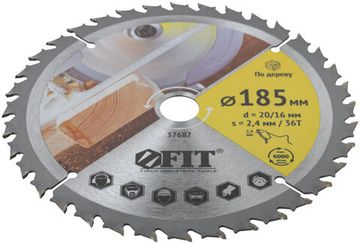 Диск пильный для циркулярных пил по дереву, спец. форма зуба 185 х 20/16 х 36Т