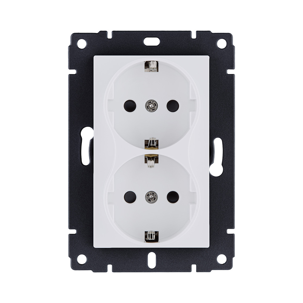 Розетка штепсельная SCHUKO двойная 16A/250 В, белый матовый Kollinger REA-032WM для Aspekt, Eleganz, Reflex