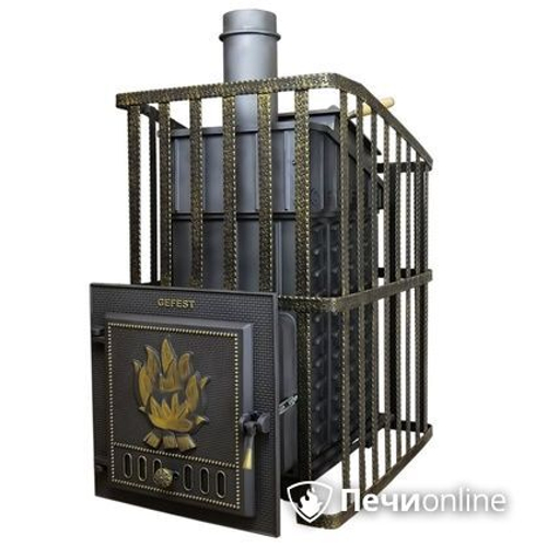 Печь для бани Гефест ЗК Ураган-40 (М) дверца без стекла сетка-каменка