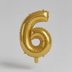 Шар цифра 6 золотого цвета