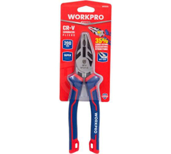 Пассатижи комбинированные WORKPRO 200 мм CR-V с противоскользящим отверстием для винта WP231125