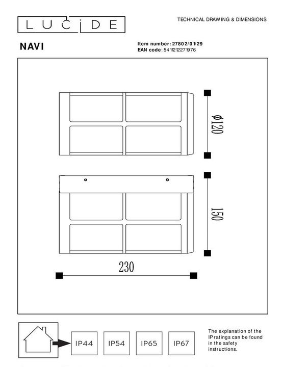 Уличный настенный светильник Lucide Navi 27802/01/29