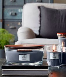 Индиго замша, ароматическая свеча эллипс, WoodWick