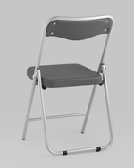 Складной стул Джонни экокожа серый каркас металлик