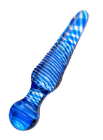 Фаллоимитатор двусторонний из стекла синий 17 см