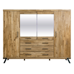 Шкаф для одежды 240х62х190, Флеверс, распашной для одежды, массив дуба, 4 двери 3 ящика, на металлических ножках, Dipriz