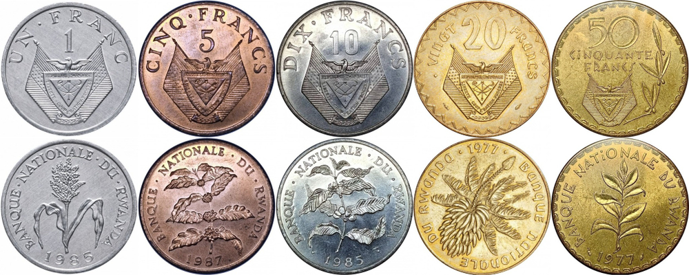 Руанда 1985-1987 набор 6 монет аUNC