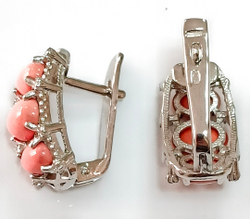Серьги ювелирные, серебро, кораллы