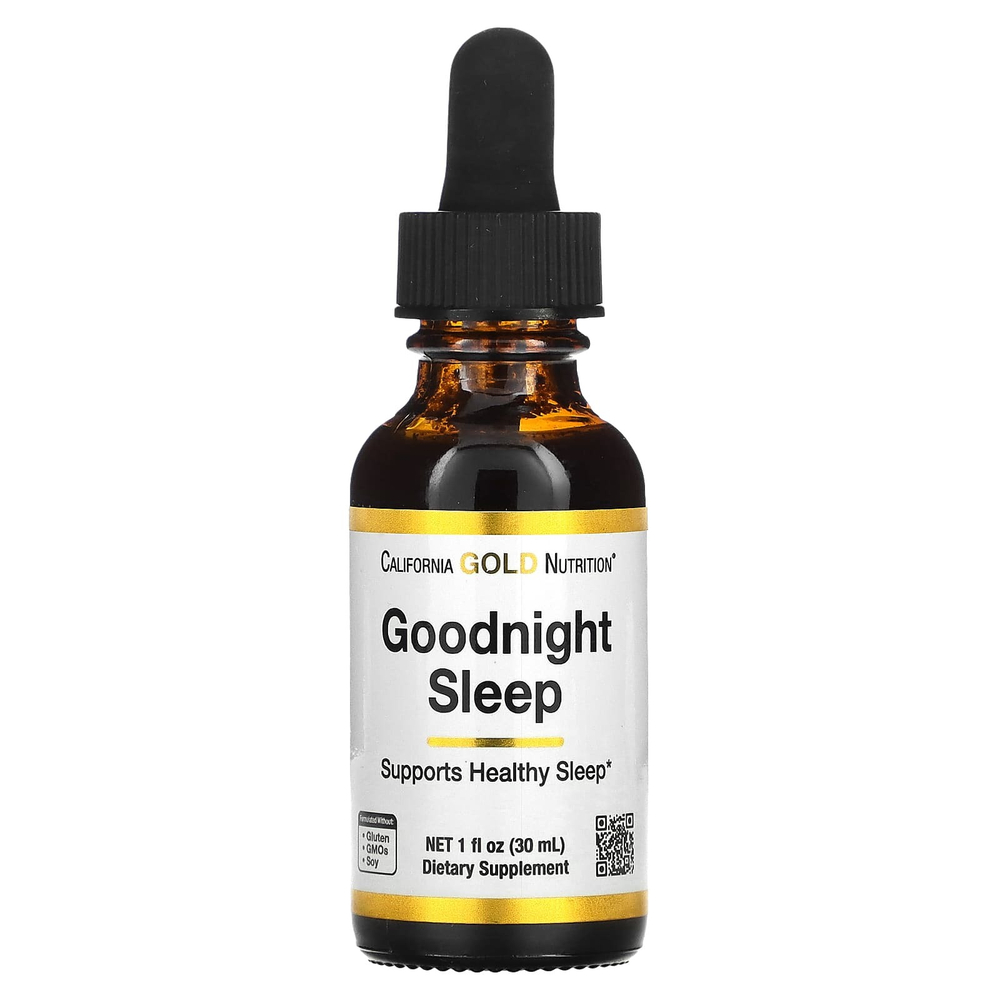 California Gold Nutrition, Goodnight Sleep, добавка для спокойного сна с запатентованной смесью свежих семян молочного овса, свежих соцветий зверобоя, свежей травы шлемника и пассифлоры, 30 мл (1 жидк. унция)