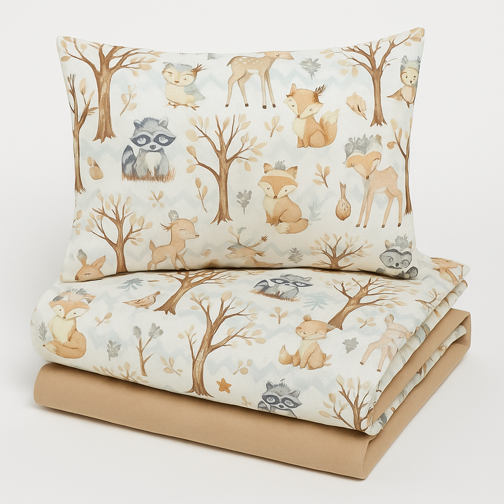 Детский комплект постельного белья из турецкого хлопка (поплин) "Зверята"