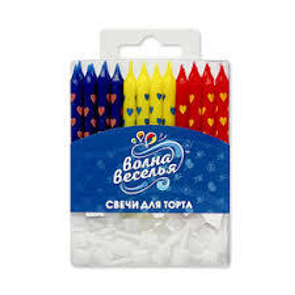Свечи Сердца, Ассорти, 6 см, 24 шт.