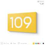 Номер на дверь квартиры 109, табличка на дверь для офиса, кабинета, аудитории, склада, желтая 120х70 мм, Айдентика Технолоджи