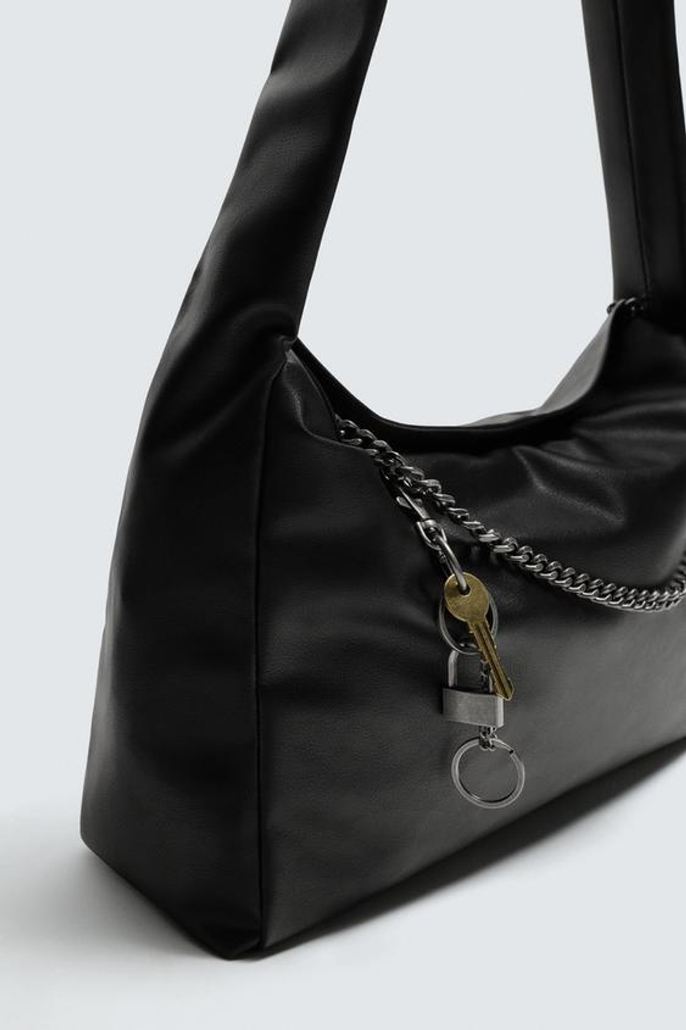 ZARA СУМКА С ЦЕПОЧКОЙ НА ПЛЕЧО, ЧЕРНЫЙ