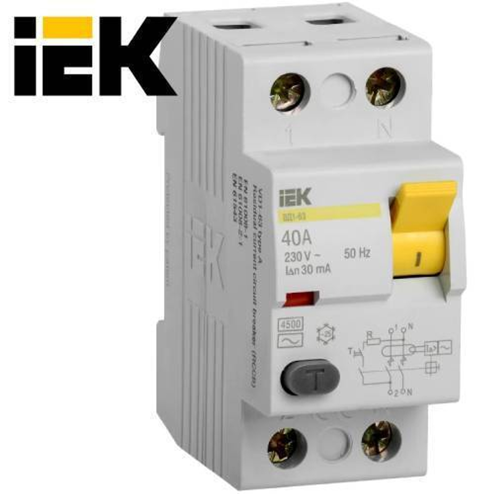 УЗО 2/40 А 30ма IEK (ВД1-63)