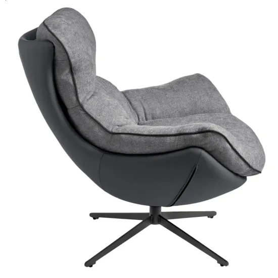 Кресло HUG тёмно-серый, экокожа, шенилл