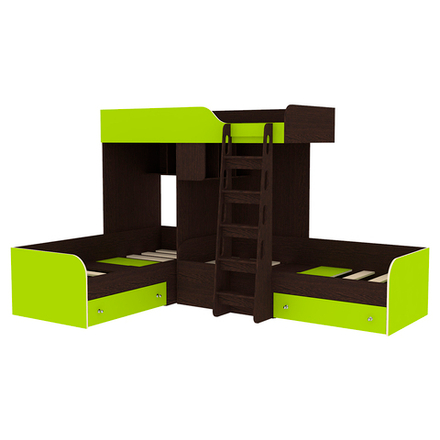 Кровать-чердак КарИВи Трио Венге Лайм